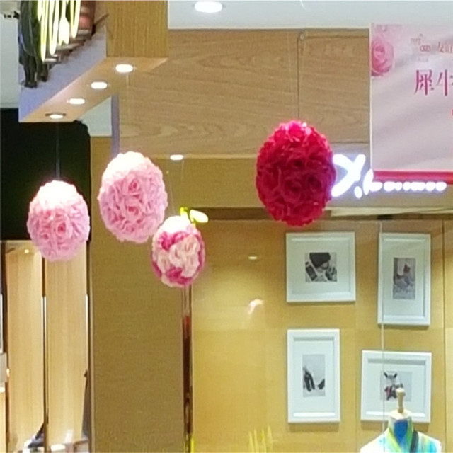 Dekoracyjna wisząca sztuczna piłka z jedwabnymi różami - miętowe pomanders ślubne - Wianko - 7