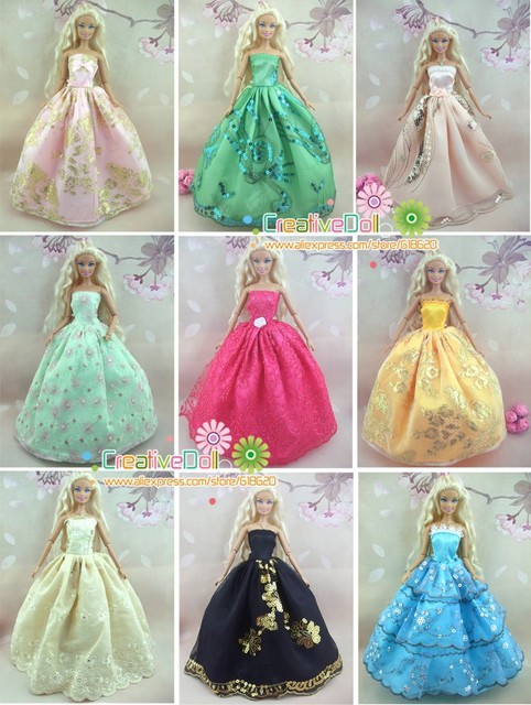 Zestaw 15 elementów dla lalek Barbie: 5 sukien ślubnych księżniczki, 5 par butów, 5 akcesoriów ubrania - prezent urodzinowy dla dzieci - Wianko - 7