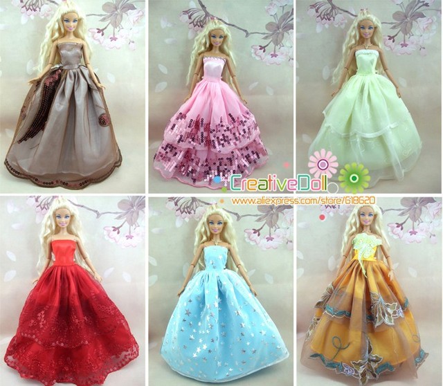 Zestaw 15 elementów dla lalek Barbie: 5 sukien ślubnych księżniczki, 5 par butów, 5 akcesoriów ubrania - prezent urodzinowy dla dzieci - Wianko - 5