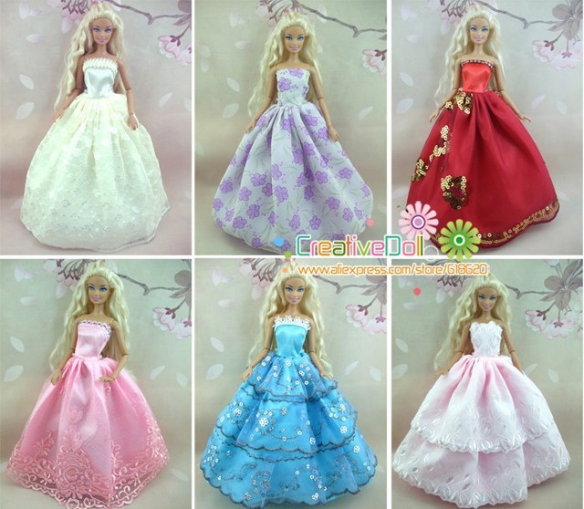 Zestaw 15 elementów dla lalek Barbie: 5 sukien ślubnych księżniczki, 5 par butów, 5 akcesoriów ubrania - prezent urodzinowy dla dzieci - Wianko - 2