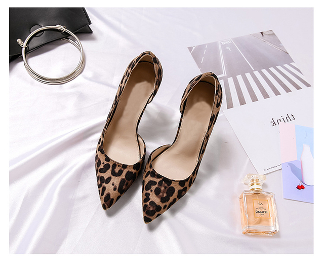 Damskie czółenka z wysokim obcasem w modnym wzorze leoparda, wiosenno-letnie, zamszowe buty imprezowe VOESENEES (6cm, 8cm, 10cm) - Wianko - 17