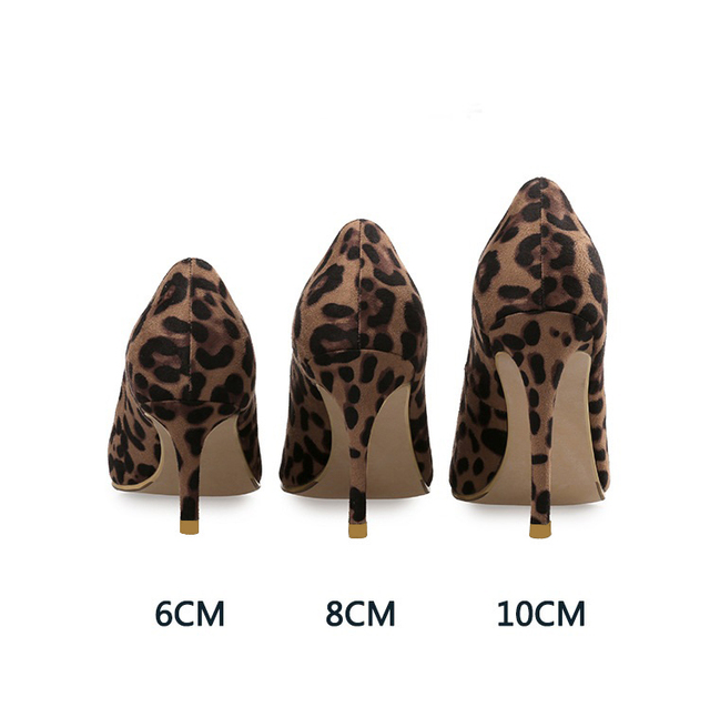 Damskie czółenka z wysokim obcasem w modnym wzorze leoparda, wiosenno-letnie, zamszowe buty imprezowe VOESENEES (6cm, 8cm, 10cm) - Wianko - 25