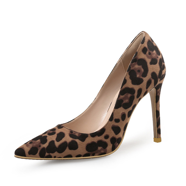 Damskie czółenka z wysokim obcasem w modnym wzorze leoparda, wiosenno-letnie, zamszowe buty imprezowe VOESENEES (6cm, 8cm, 10cm) - Wianko - 10