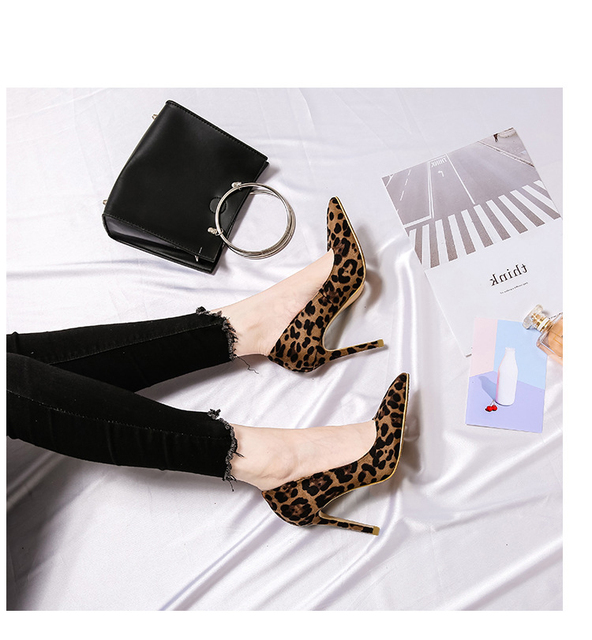 Damskie czółenka z wysokim obcasem w modnym wzorze leoparda, wiosenno-letnie, zamszowe buty imprezowe VOESENEES (6cm, 8cm, 10cm) - Wianko - 27