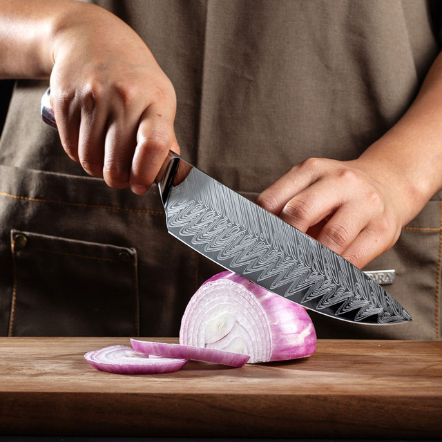 Nóż kuchenny szefa z japońskiej stali damasceńskiej do sushi, łososia, sashimi, warzyw i mięsa - Wianko - 6