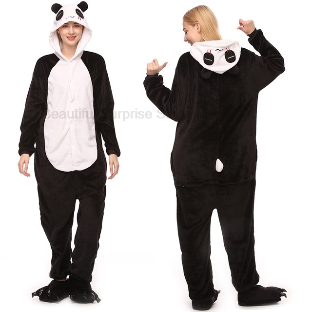 Kigurumi piżama dla dorosłych Onesie Panda Anime czarno-biała - Wianko - 7