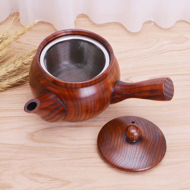 Dzbanek do parzenia kawy chińskiego stylu z długim uchwytem i tradycyjnym drewnianym charakterem - Wianko - 3