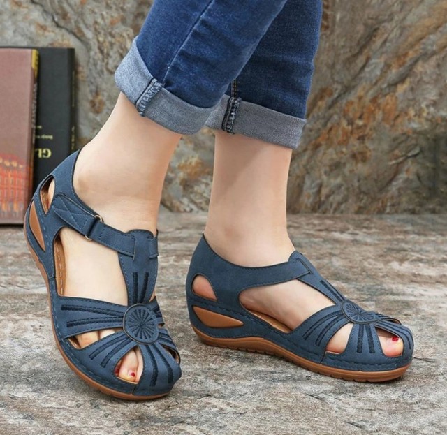 Nowe miękkie sandały damskie Retro z klinowym obcasem i platformą dla kobiet w stylu Gladiator Sandalias Mujer - Wianko - 3