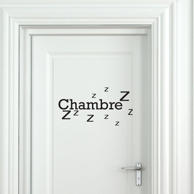 Naklejka ścienno-winylowa do sypialni z francuskimi drzwiami z motywem sen - Porte Chambre Zzz Zzz - Wianko - 2
