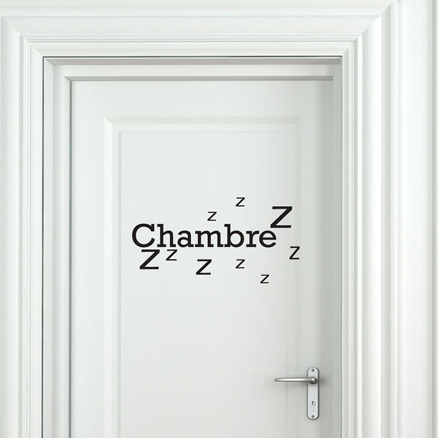 Naklejka ścienno-winylowa do sypialni z francuskimi drzwiami z motywem sen - Porte Chambre Zzz Zzz - Wianko - 9