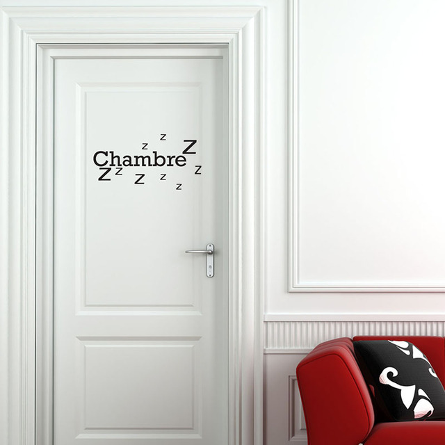 Naklejka ścienno-winylowa do sypialni z francuskimi drzwiami z motywem sen - Porte Chambre Zzz Zzz - Wianko - 10