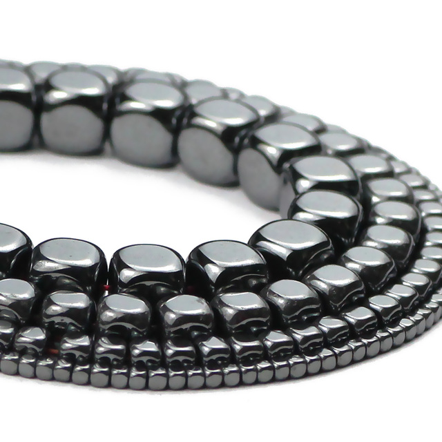 Kamień naturalny - kostka sześcienna czarnego hematytu, łatwe do wiązania bransoletki i naszyjniki - koraliki do tworzenia biżuterii (2/4/6/8mm) - DIY akcesoria - Wianko - 2