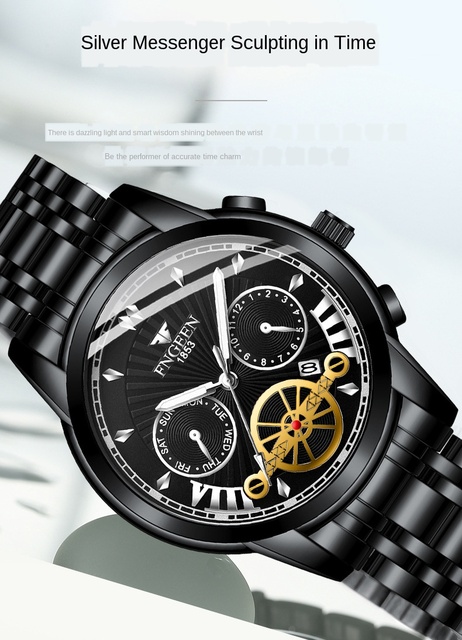 Męski zegarek kwarcowy Top Marka Luxury Sport, z automatycznym mechanizmem, analogowy, ze stali nierdzewnej - Wianko - 15
