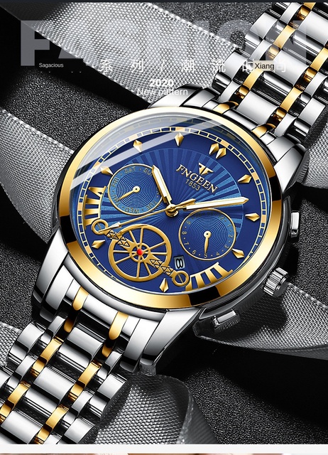 Męski zegarek kwarcowy Top Marka Luxury Sport, z automatycznym mechanizmem, analogowy, ze stali nierdzewnej - Wianko - 1