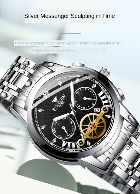 Męski zegarek kwarcowy Top Marka Luxury Sport, z automatycznym mechanizmem, analogowy, ze stali nierdzewnej - Wianko - 13