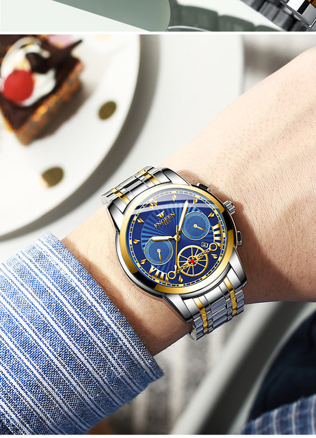Męski zegarek kwarcowy Top Marka Luxury Sport, z automatycznym mechanizmem, analogowy, ze stali nierdzewnej - Wianko - 10