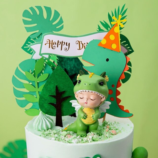 Dinozaur dla dzieci z wzorem ciasta - dekoracja tortowa dla chłopców - dżungla - akcesoria do pieczenia - Wianko - 3