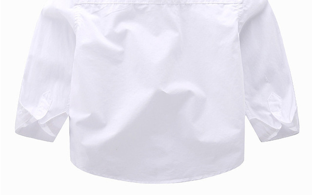 Eleganckie białe koszule formalne dla chłopców z długim rękawem, idealne na szkolne uroczystości i wesele - Wianko - 14
