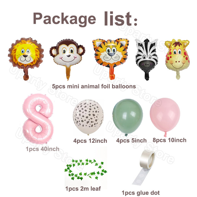 Różowe cyfrowe balony foliowe zwierząt safari dżungli dla dzieci - lew, tygrys, małpa - Wianko - 12