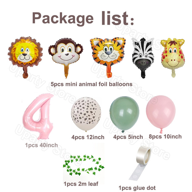 Różowe cyfrowe balony foliowe zwierząt safari dżungli dla dzieci - lew, tygrys, małpa - Wianko - 8