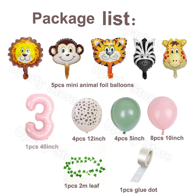 Różowe cyfrowe balony foliowe zwierząt safari dżungli dla dzieci - lew, tygrys, małpa - Wianko - 7