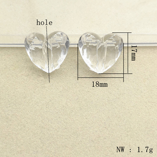 Koraliki serca akrylowe przezroczyste 17x18mm - 260 szt. dla kolczyków DIY, biżuterii i rękodzieła - Wianko - 2