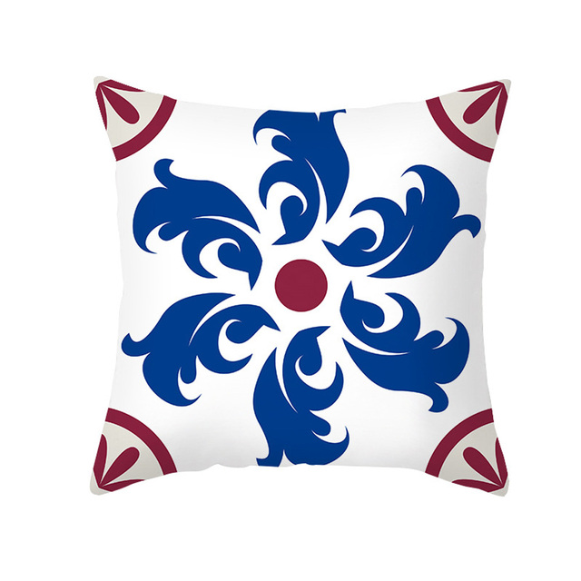 Poszewka na poduszkę w etnicznym stylu, niebieski nadruk, brzoskwinia skóra, miękka pluszowa poszewka - Wianko - 4