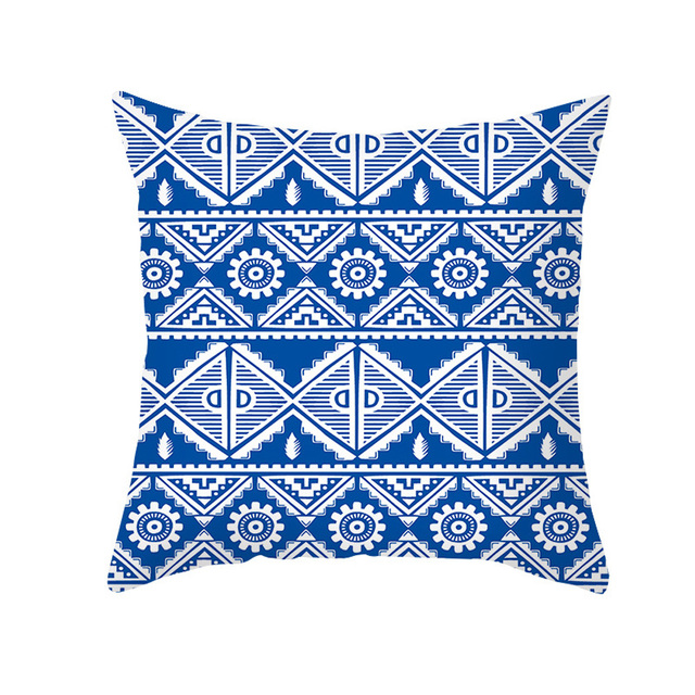 Poszewka na poduszkę w etnicznym stylu, niebieski nadruk, brzoskwinia skóra, miękka pluszowa poszewka - Wianko - 16