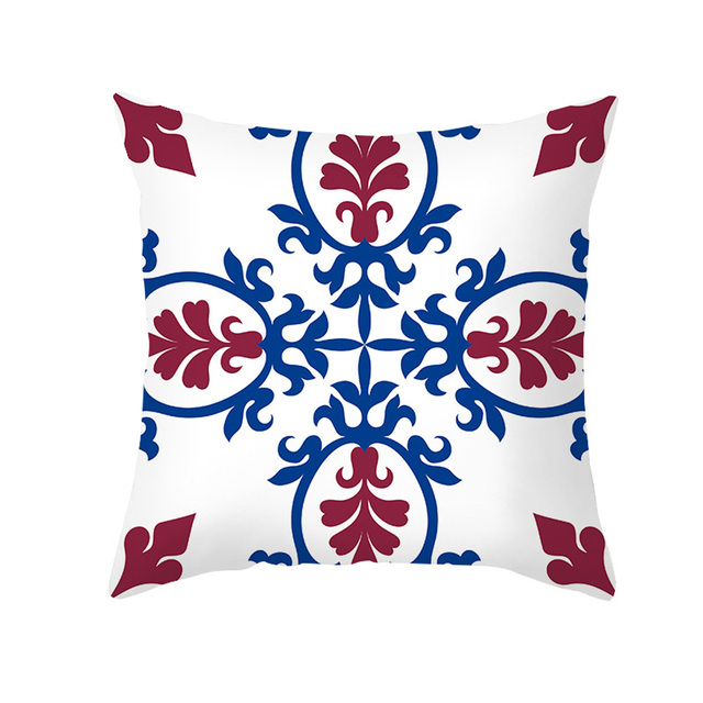 Poszewka na poduszkę w etnicznym stylu, niebieski nadruk, brzoskwinia skóra, miękka pluszowa poszewka - Wianko - 5