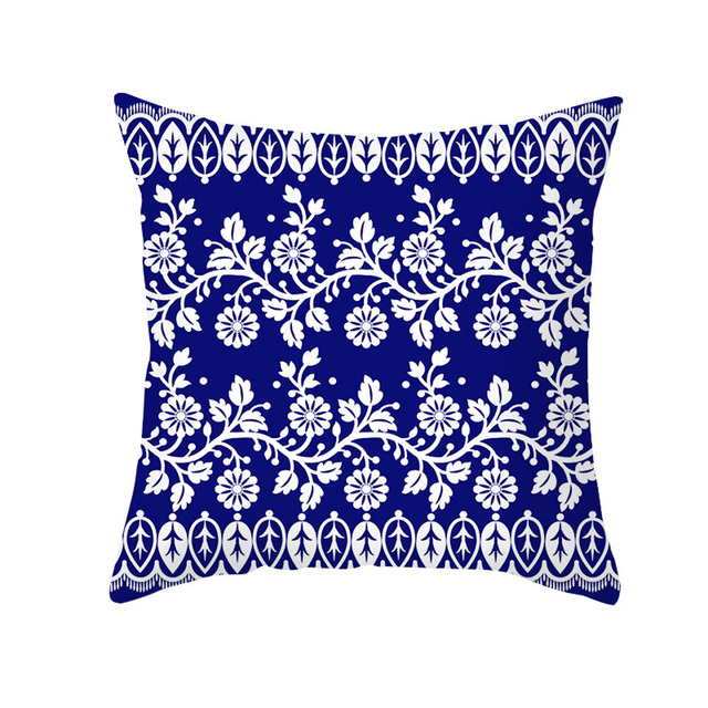 Poszewka na poduszkę w etnicznym stylu, niebieski nadruk, brzoskwinia skóra, miękka pluszowa poszewka - Wianko - 7