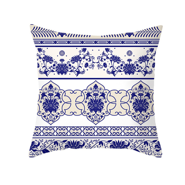 Poszewka na poduszkę w etnicznym stylu, niebieski nadruk, brzoskwinia skóra, miękka pluszowa poszewka - Wianko - 14