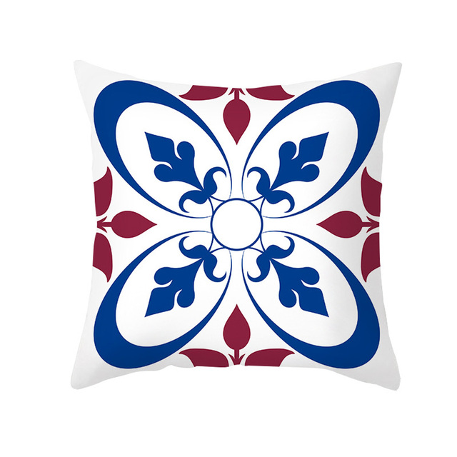 Poszewka na poduszkę w etnicznym stylu, niebieski nadruk, brzoskwinia skóra, miękka pluszowa poszewka - Wianko - 3