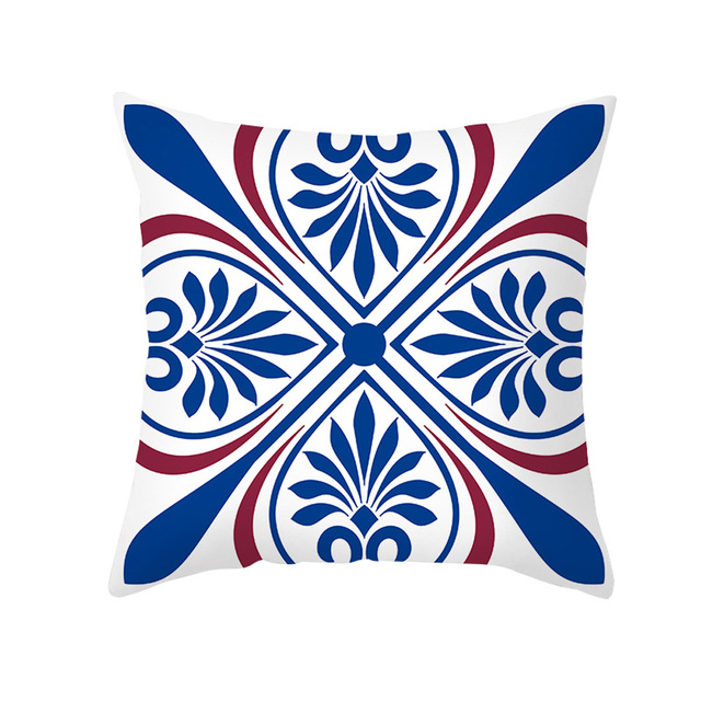 Poszewka na poduszkę w etnicznym stylu, niebieski nadruk, brzoskwinia skóra, miękka pluszowa poszewka - Wianko - 2