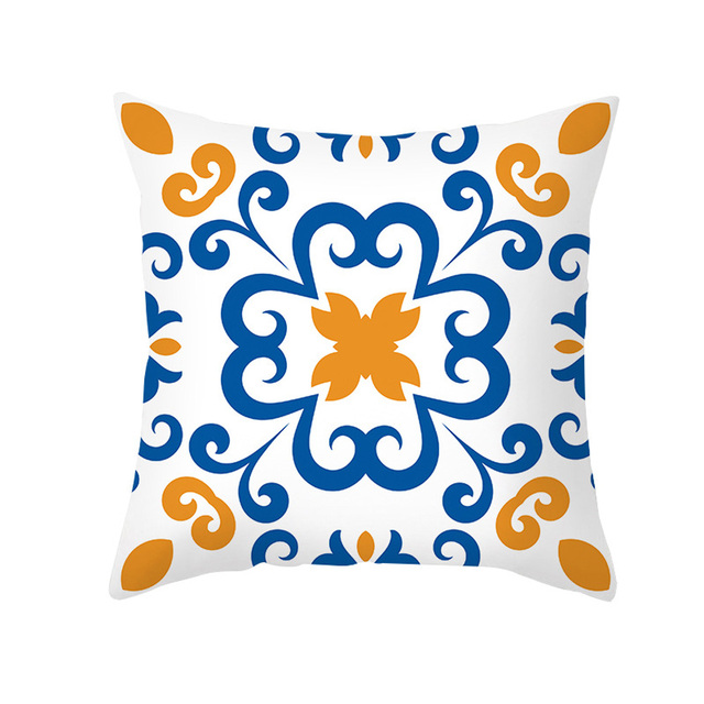 Poszewka na poduszkę w etnicznym stylu, niebieski nadruk, brzoskwinia skóra, miękka pluszowa poszewka - Wianko - 13