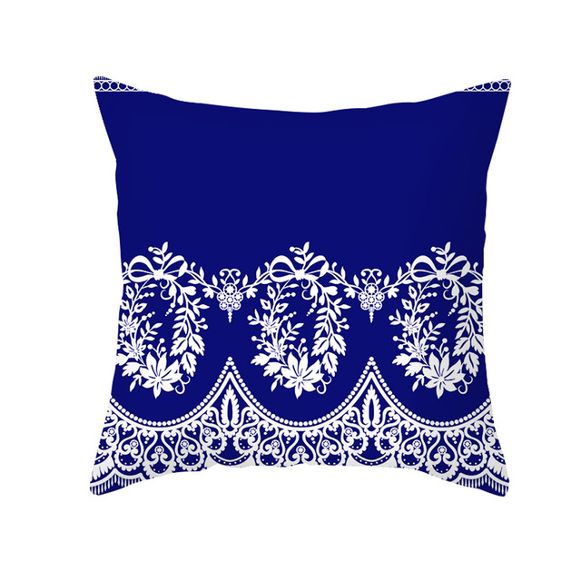 Poszewka na poduszkę w etnicznym stylu, niebieski nadruk, brzoskwinia skóra, miękka pluszowa poszewka - Wianko - 11