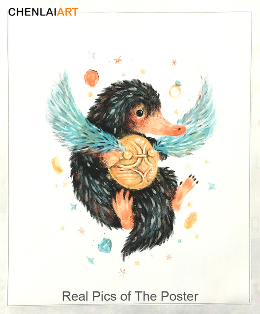Plakat Niffler akwarela – obraz fantastycznego zwierzęcia na płótnie, malarstwo na ścianę, dekoracja dla dzieci, pokój chłopięcy, bez ramki - Wianko - 6