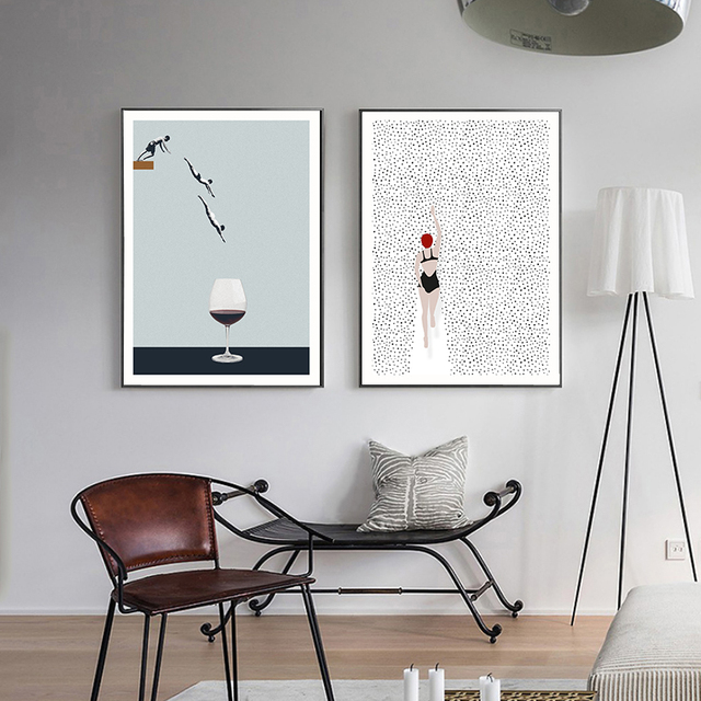 Nowoczesny obraz na płótnie sportów nurkowych w minimalistycznym stylu - idealna dekoracja dla domu - Wianko - 2