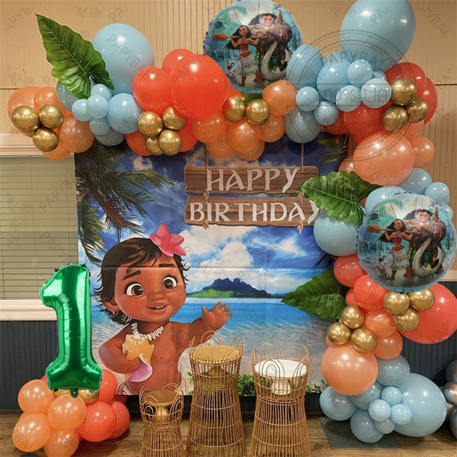Zestaw balonów foliowych Disney z motywem Moana - 32 cal, zielony numer - dekoracja na 1, 2, 3 urodziny i Baby Shower - Wianko - 2