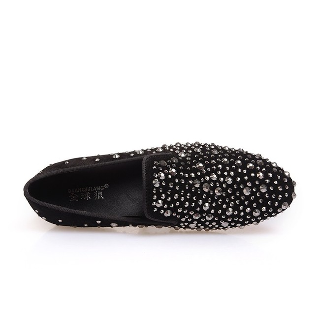 Projektant, męskie czarne buty z kryształkami, wykonane z prawdziwej skóry, w modnym stylu mokasynów, rozmiar 39-46 - Wianko - 9