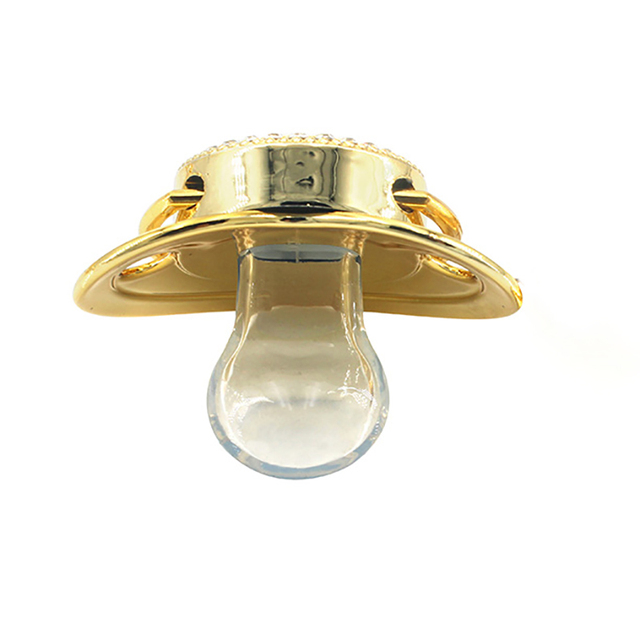 Niemowlęcy smoczek silikonowy z inicjałami, ozdobiony złotymi kryształkami, BPA-free - Wianko - 3