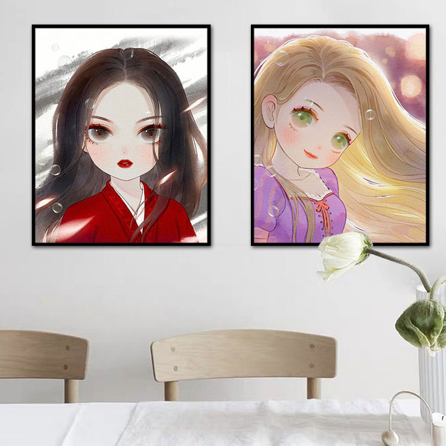 Plakat Disney - Księżniczki w stylu anime na obrazie na płótnie do dekoracji sypialni - Wianko - 6