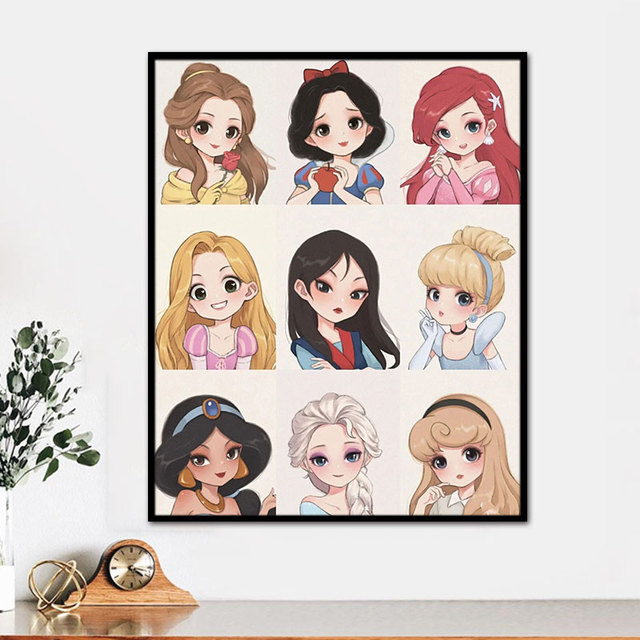Plakat Disney - Księżniczki w stylu anime na obrazie na płótnie do dekoracji sypialni - Wianko - 7
