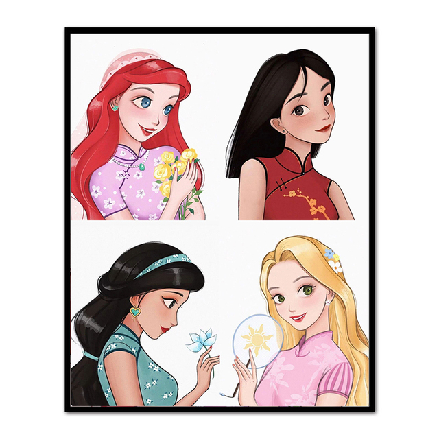 Plakat Disney - Księżniczki w stylu anime na obrazie na płótnie do dekoracji sypialni - Wianko - 9
