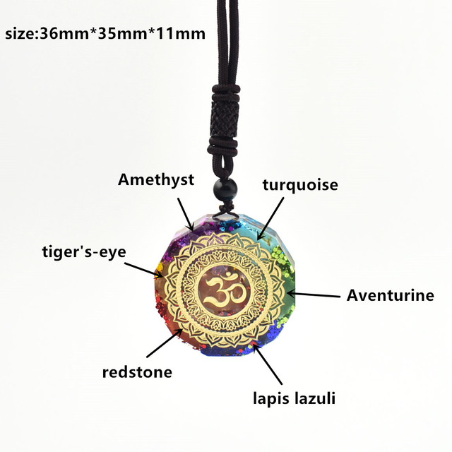 Wisiorek energetyzujący orgonit Om symbol naturalny kryształ Chakra naszyjnik - Wianko - 10