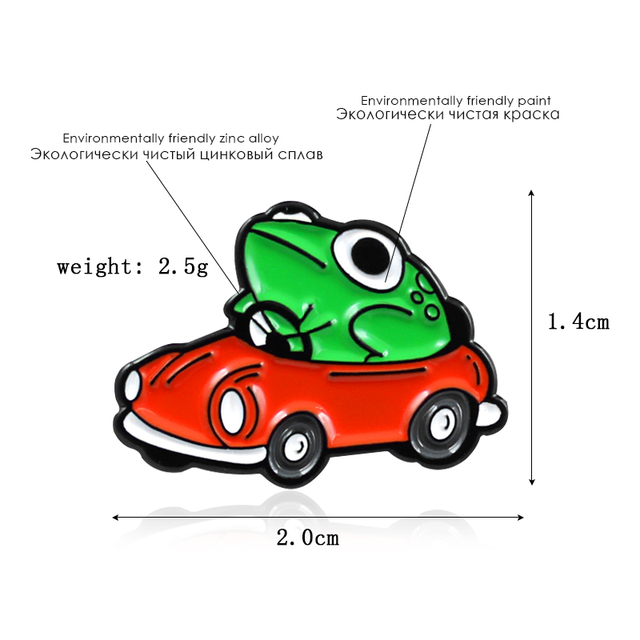 Broszka emaliowana zielonymi zwierzętami: krokodyl, żaba, żółw, UFO, Pizza - Wianko - 16