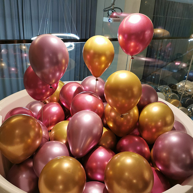 10 sztuk metalowych balonów lateksowych 5/10/12 cali złotych i srebrnych, okrągłych dekoracji na urodziny, wesele i Baby Shower - Wianko - 2