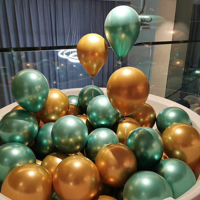 10 sztuk metalowych balonów lateksowych 5/10/12 cali złotych i srebrnych, okrągłych dekoracji na urodziny, wesele i Baby Shower - Wianko - 1