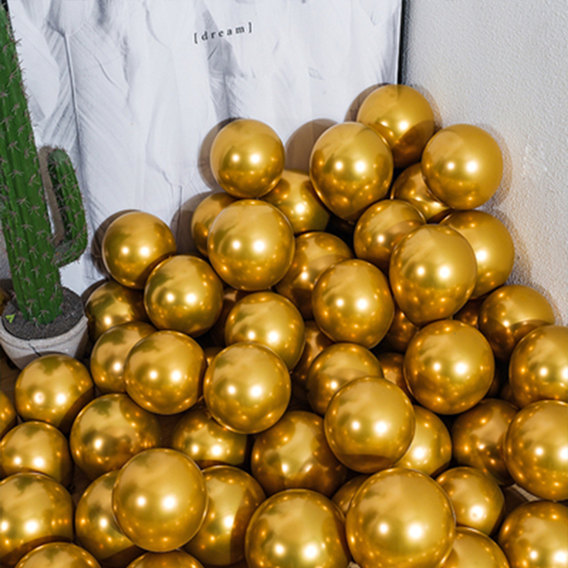 10 sztuk metalowych balonów lateksowych 5/10/12 cali złotych i srebrnych, okrągłych dekoracji na urodziny, wesele i Baby Shower - Wianko - 9