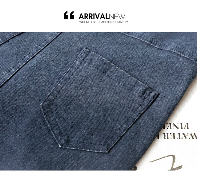Wiosenne ciążowe jeansy o wysokiej talii, podnoszące brzuch, w stylu ołówkowym, ściągacze przy kostkach - Wianko - 10