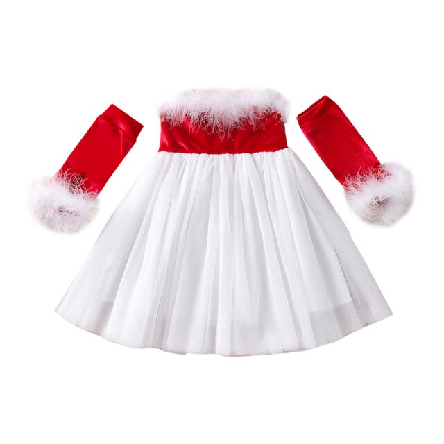 Sukienka z czerwonym aksamitnym piórem Ma & Baby dla dziewczynek 6M-4Y na Boże Narodzenie i Nowy Rok - Wianko - 1